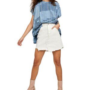 NWT Free People Women's Brea Cotton Cutoff Denim Skirt